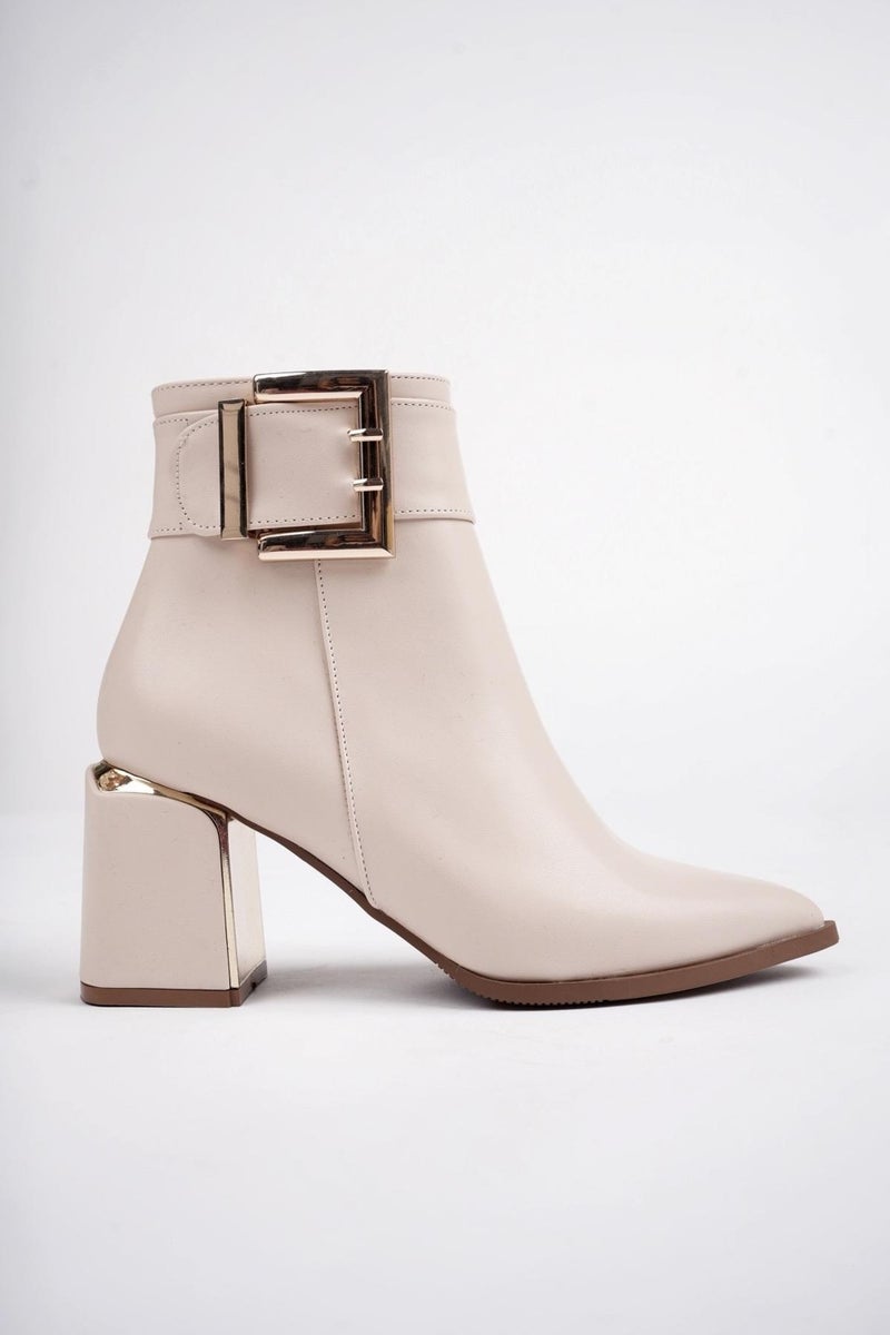 muggo Chily Women's Thick Heeled Boots with Belt and Buckle Detail  - Image 1