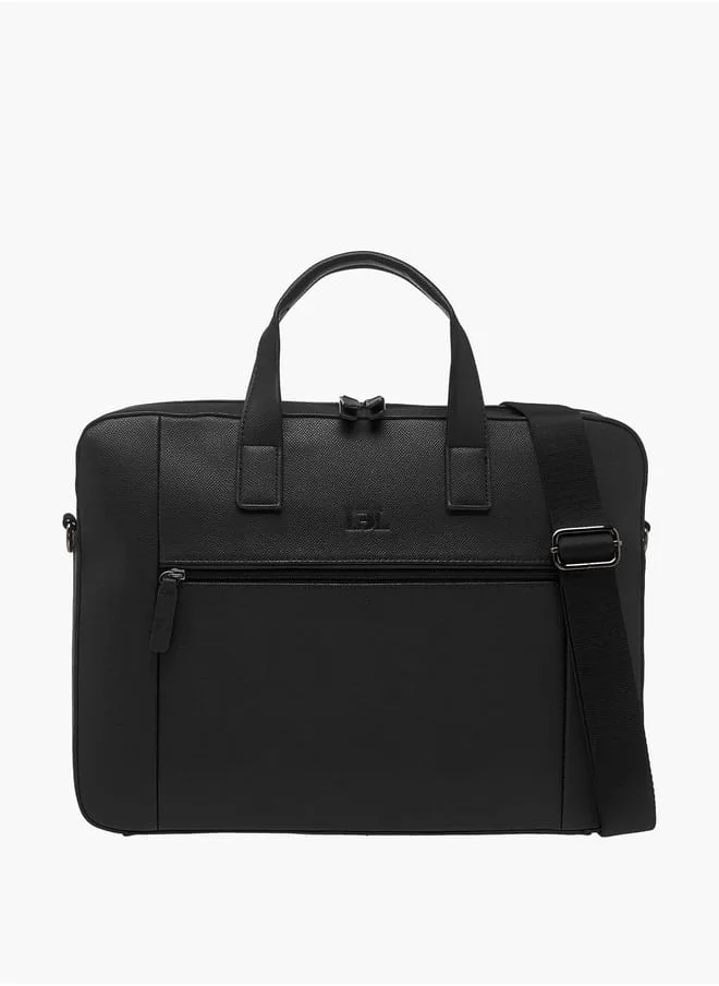 ال بي ال من شو اكسبرس Men Textured Laptop Bag with Detachable Strap and Zip Closure