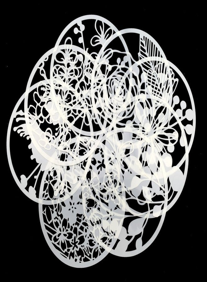 Hyamass 8-Pack Floral Painting Stencils - Round Hollow-Out Reusable Craft Stencils for DIY Wall Art, Canvas, & Fabric Decoration - Image 3