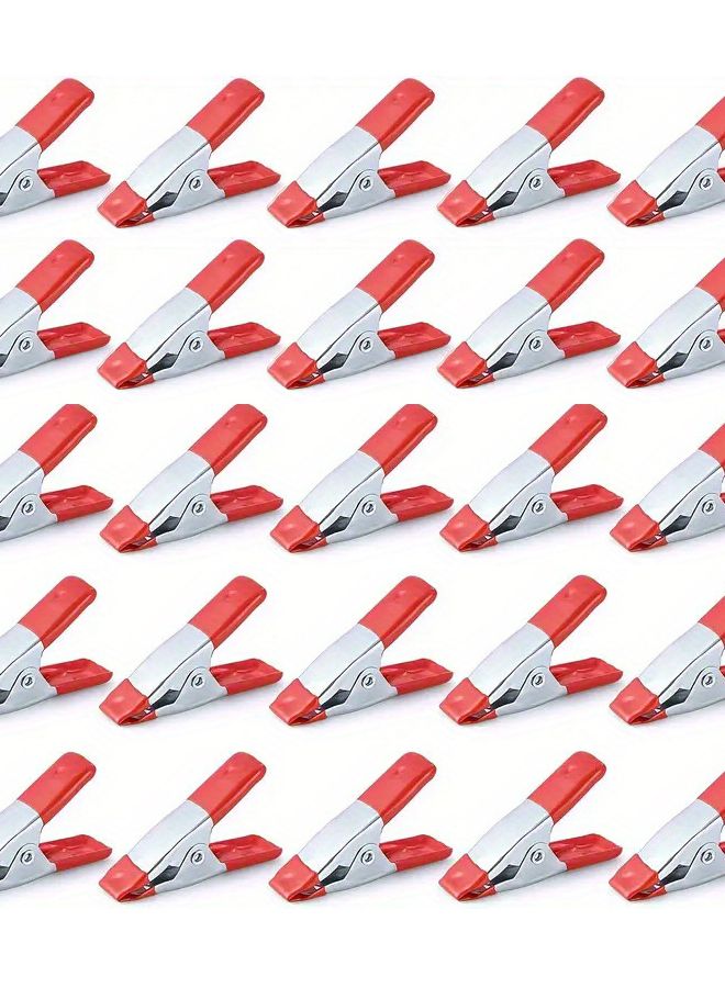 25Pcs 2 Inch Heavy Duty Metal Spring Clamps Red Rubber Coated Grip For Woodworking - Image 1