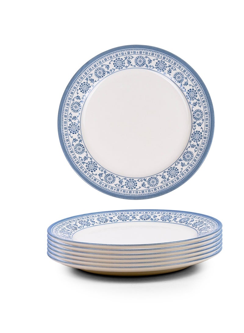 Claytan Plethora 10.5 inch Porcelain Dinner Plate (Blue & White, Set Of 6) - Image 1