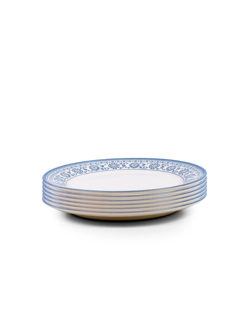 Claytan Plethora 10.5 inch Porcelain Dinner Plate (Blue & White, Set Of 6) - Image 2