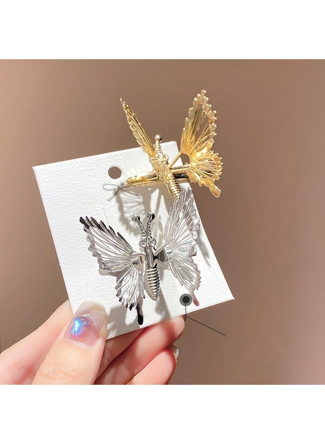 ccHuDE 12 Pcs 3D Moving Butterfly Hair Clips Small Metal Butterfly Hair Barrettes Cute Butterflies Hairpins Clamps Elegant Butterfly Hair Accessories with Tassel Silver - Image 3