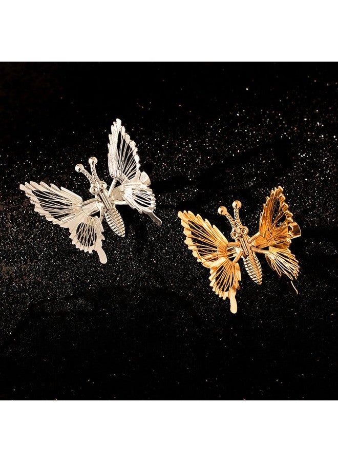 ccHuDE 12 Pcs 3D Moving Butterfly Hair Clips Small Metal Butterfly Hair Barrettes Cute Butterflies Hairpins Clamps Elegant Butterfly Hair Accessories with Tassel Silver - Image 2