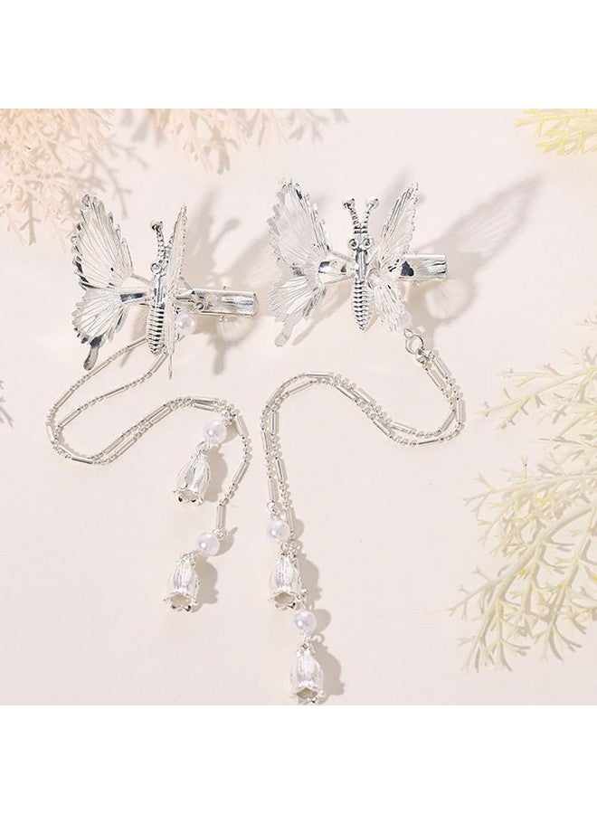 ccHuDE 12 Pcs 3D Moving Butterfly Hair Clips Small Metal Butterfly Hair Barrettes Cute Butterflies Hairpins Clamps Elegant Butterfly Hair Accessories with Tassel Silver - Image 5