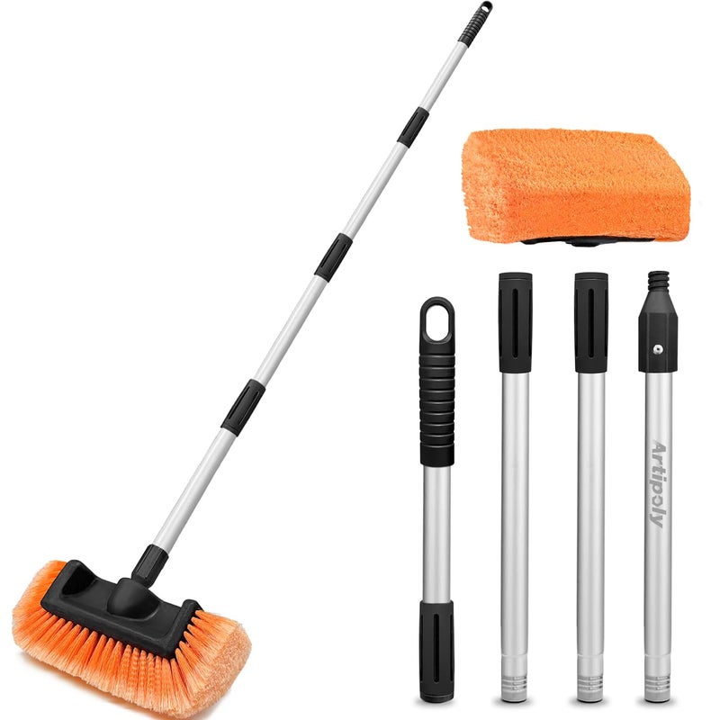 ARTIPOLY 65" Five-Sided Car Wash Brush with Extension Pole, Car Wash 12" Dip Soft Five-Sided Brush, No Scratch Car Cleaning Brush Supplies for RV Boat Truck SUV, House Siding, Snow - Image 1