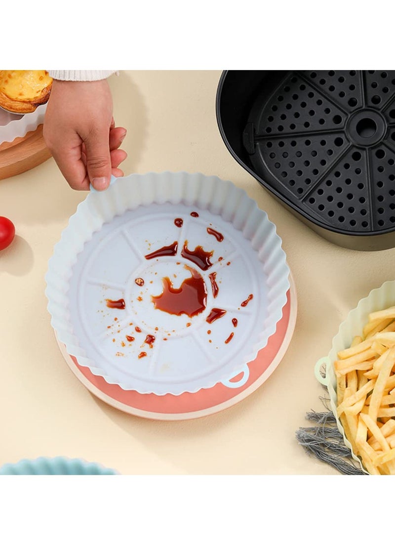 SOLARAE Air Silicone Fryer, 2 Pack Reusable Air Fryer, Food Grade Silicone Material for 6.3" Air Fryer Pans, NonStick, Oil Resistant, Food Grade Paper Lined Bake Microwave (Blue, Green) - Image 4