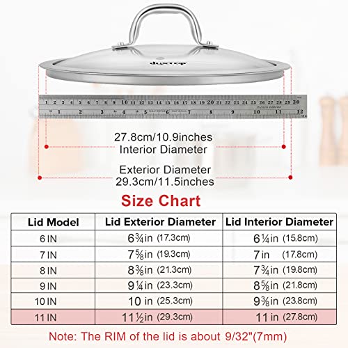 Duxtop Cookware Glass Replacement Lid (Interior Diameter: 11inch, Exterior Diameter: 11-1/2inch) - Image 4