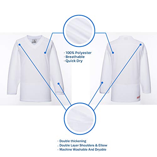 EALER H80 Series Blank Ice Hockey Practice Jersey for Men and Boy - Senior and Junior - Adult and Youth White - Image 3
