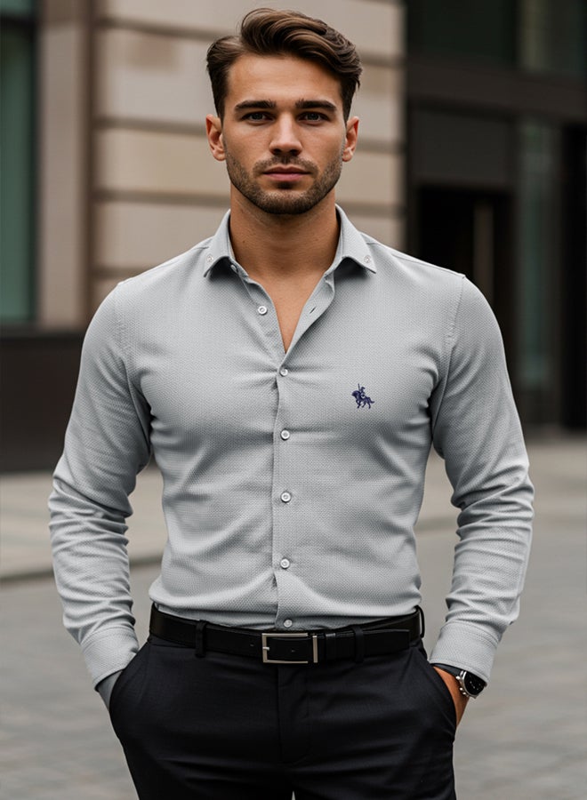 trendyol Khaki Regular Fit Embroidery Detail Smart Shirt - Image 1