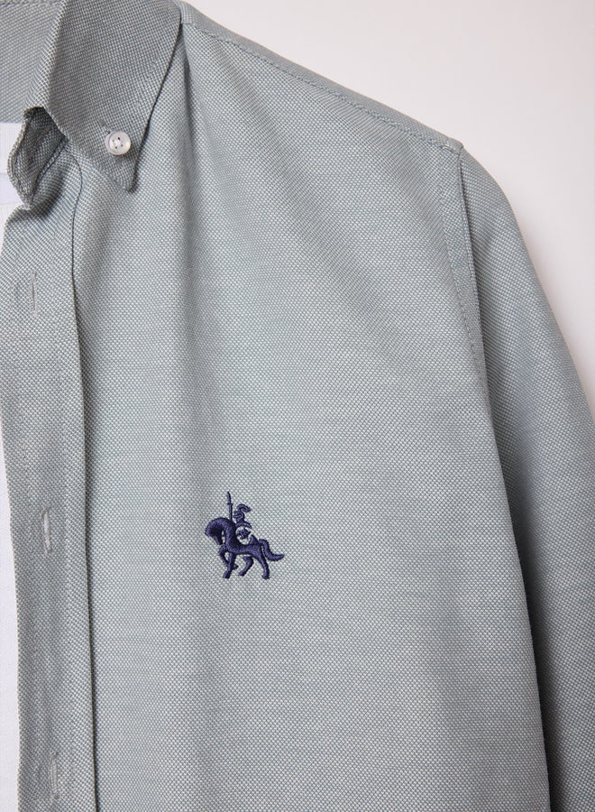 trendyol Khaki Regular Fit Embroidery Detail Smart Shirt - Image 4