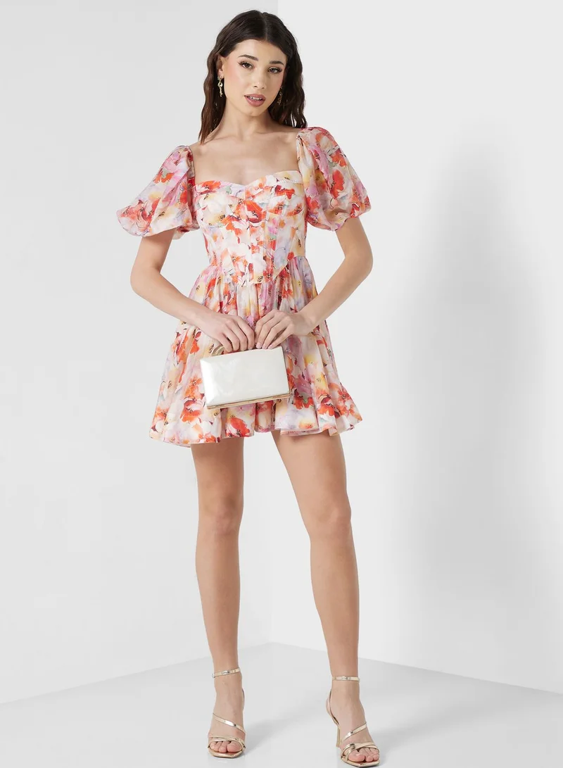 Bardot Floral Chiffon Dress