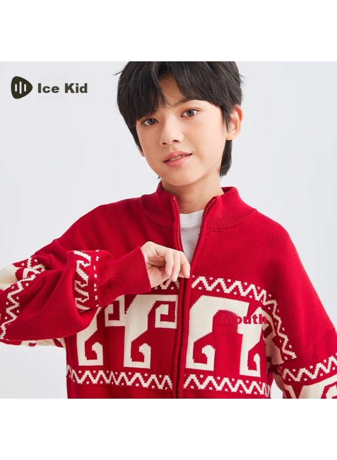 Souhait Kids Boys Girls Sweater Spring New Children's Knitwear Classic Red 140 - Image 2