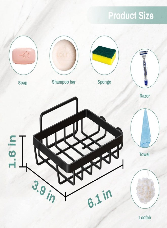 Oasiteege Adhesive Soap Bar Holder for Shower Wall, Self Draining Soap Dish Container Caddy Saver with 2 Hooks for Razor Loofah, Shampoo Sponge Tray Case Box for Bathroom Kitchen Sink, Black - Image 4