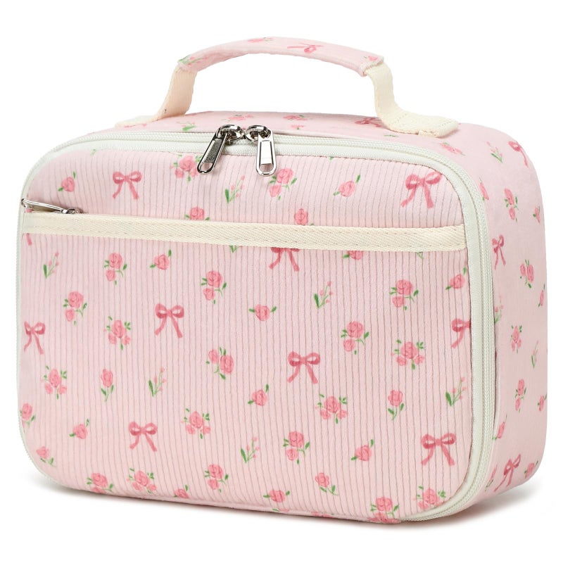 Bluboon Kids Girls Lunch Bag Insulated Lunch Box for school Corduroy Lunch Cooler Organizer School Kids Lunch Tote - Image 1