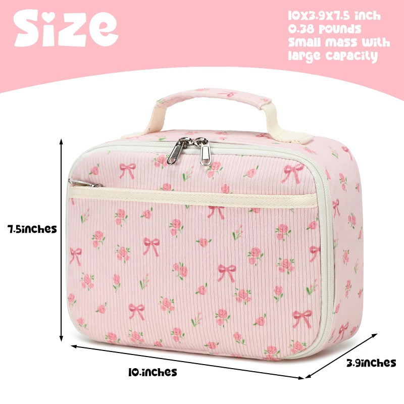 Bluboon Kids Girls Lunch Bag Insulated Lunch Box for school Corduroy Lunch Cooler Organizer School Kids Lunch Tote - Image 2