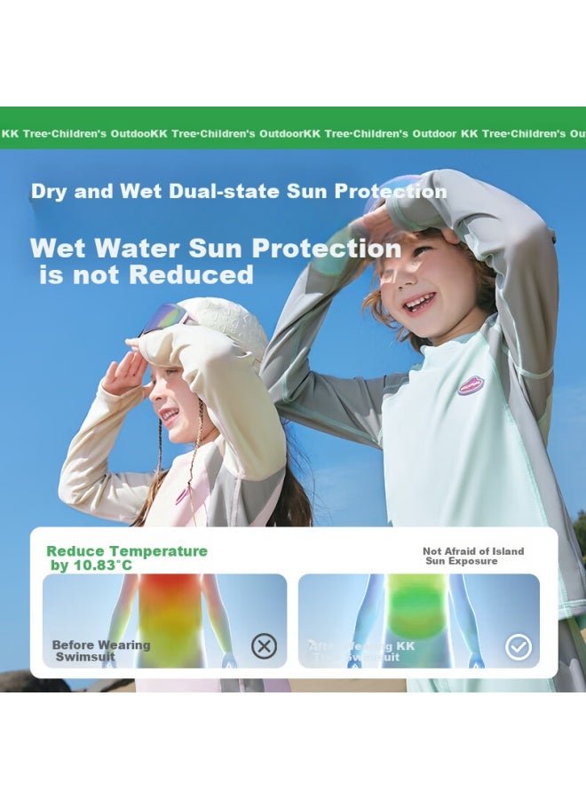 Kocotree Kk Tree Children's Uv Protection Chlorine Resistant Long Sleeve Split Body Boys Girls Swimsuit Color Block Lavender 120 - Image 2