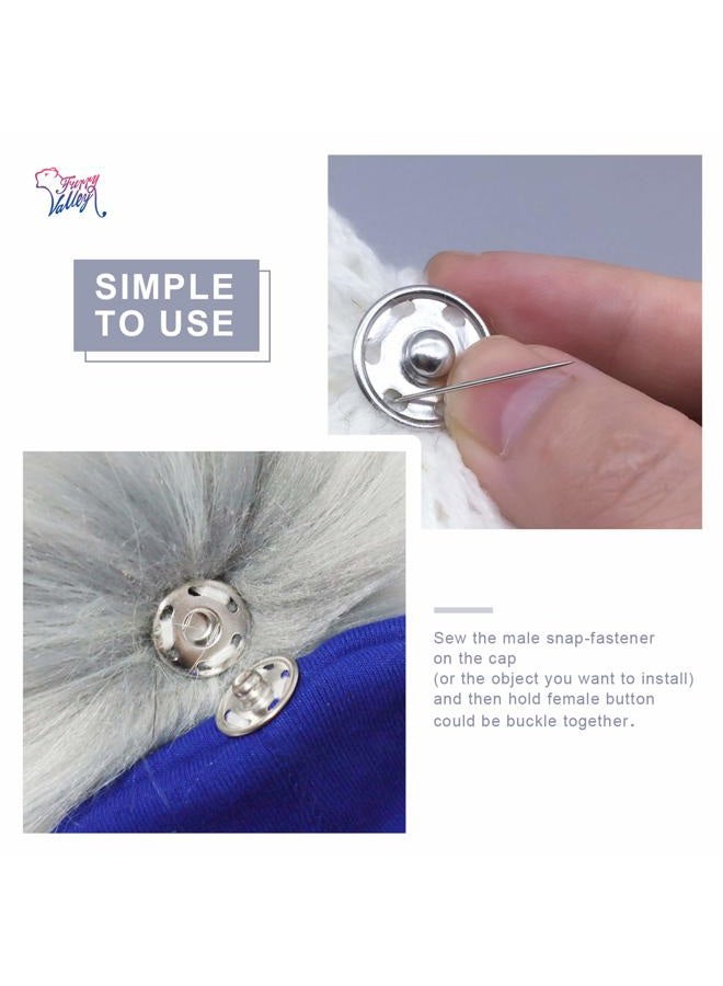 Furryvalley Faux Fur Pompom 6pcs DIY Crafts Fluffy Balls for Hat Shoes Scarves with Snap Fastener Removable Knitting Hat Accessories 6 Inch Extra Large (Gray) - Image 5