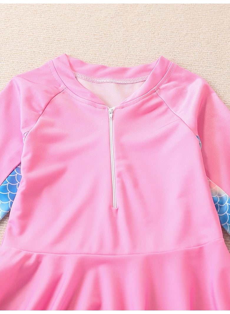 ZNARO Girls Long Sleeve Swimsuit Set, 2 Piece Modest Swimwear with UPF 50+ UV Protection, Rash Guard Full Coverage Bathing Suit for 8-12 Years, Ideal for Beach, Pool & Swim Lessons (Pink, 10 Years) - Image 3