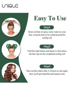 Unique 2Pcs New Satin Heatless Hair Curler, Hair Rollers for Heatless Curls with Hair Caps, Soft Curling Rod Headband for Long Hair, No Heat Curling Headband Can Sleep in Overnight, DIY Hairstyling Tools for  - Image 5