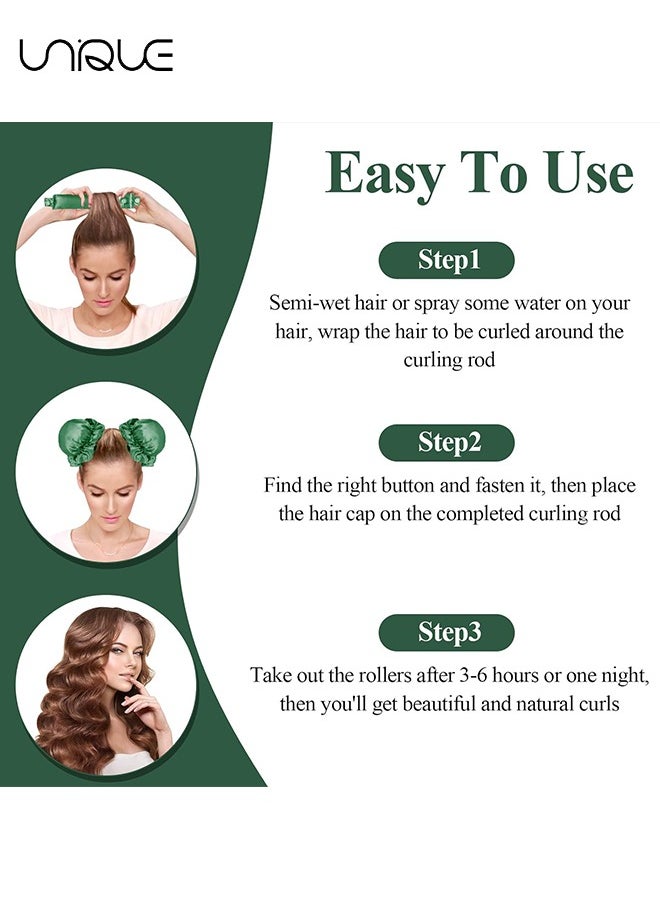 Unique 2Pcs New Satin Heatless Hair Curler, Hair Rollers for Heatless Curls with Hair Caps, Soft Curling Rod Headband for Long Hair, No Heat Curling Headband Can Sleep in Overnight, DIY Hairstyling Tools for  - Image 5