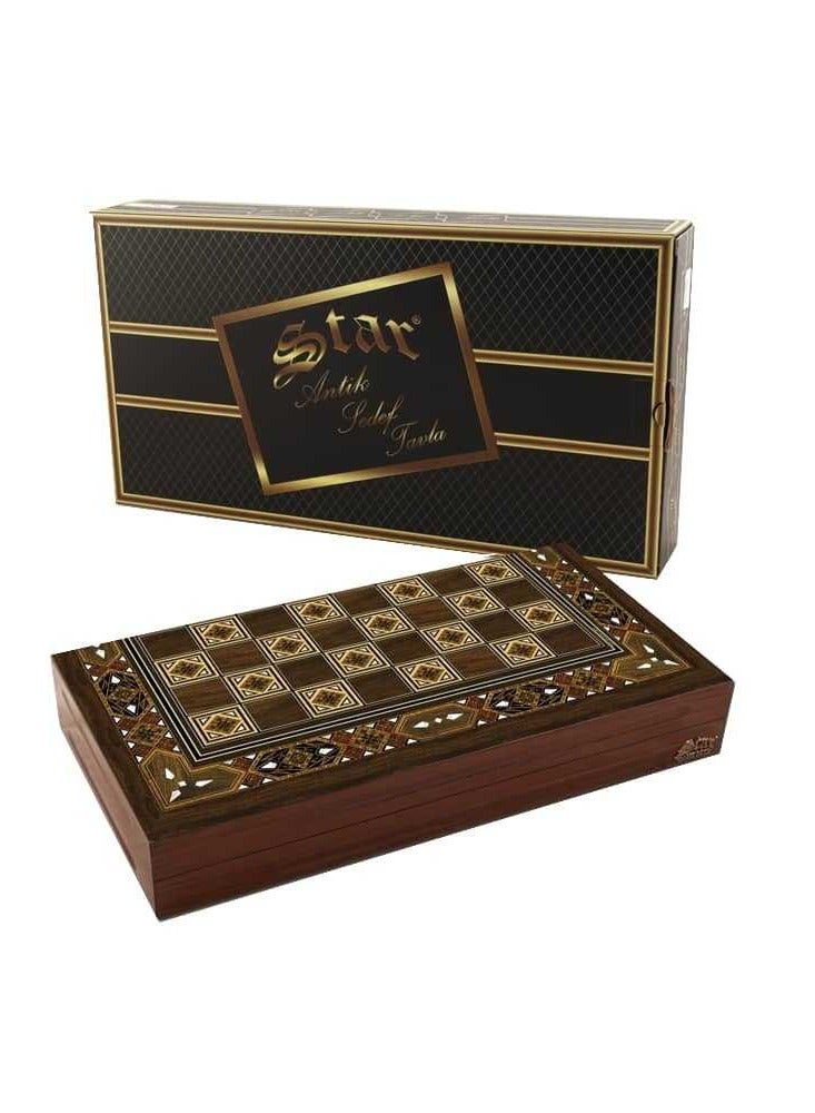 Star Antique Mosaic Backgammon Set, 16mm MDF, Scratch-Resistant, Magnetic Closure, 36mm Acrylic Checkers, Dice & Nylon Case – Luxury Painted & Double Varnished Board - Image 3