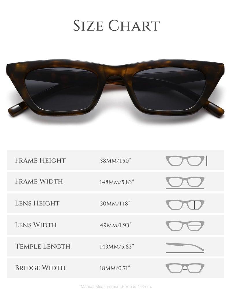 Fozono Narrow Square Cat Eye Sunglasses for Women | Retro Vintage-Chic UV400 Protection Driving shades, Petite-Friendly for Beach, Vacations & Daily Wear - Image 5