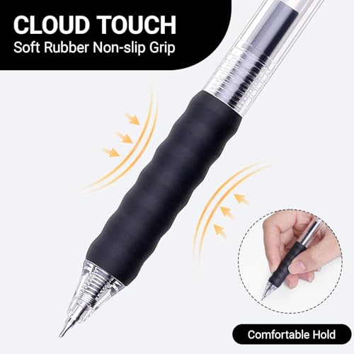 Sikao Black Gel Pens Bulk 30 Pack, 0.7mm Fine Point Smooth Writing No-Smudge Black Ink, Retractable Click Pens with CLOUD TOUCH Grip, Comfortable Gel Rollerball Pens for Office, School, Teachers & Servers - Image 3