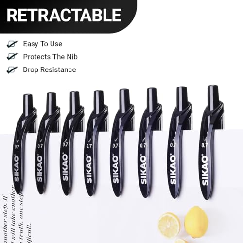 Sikao Black Gel Pens Bulk 30 Pack, 0.7mm Fine Point Smooth Writing No-Smudge Black Ink, Retractable Click Pens with CLOUD TOUCH Grip, Comfortable Gel Rollerball Pens for Office, School, Teachers & Servers - Image 4