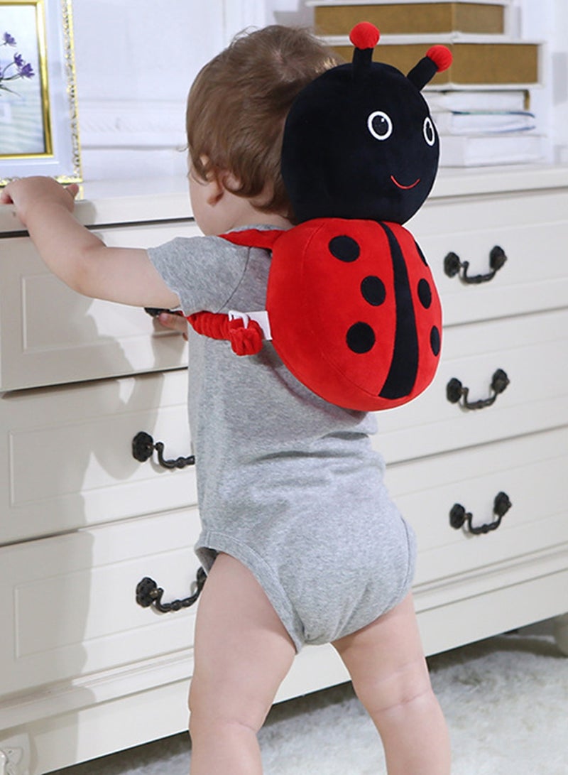 Cute Cartoon Washable Baby Head Protection Pad with Adjustable Straps (Red Ladybug) - Image 1