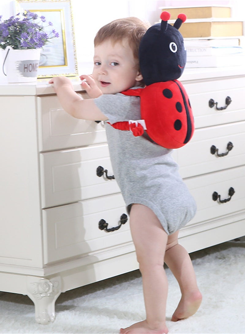 Cute Cartoon Washable Baby Head Protection Pad with Adjustable Straps (Red Ladybug) - Image 3
