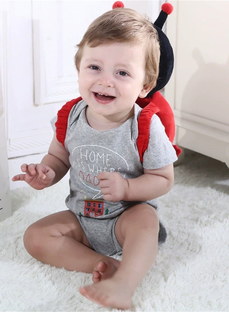 Cute Cartoon Washable Baby Head Protection Pad with Adjustable Straps (Red Ladybug) - Image 4