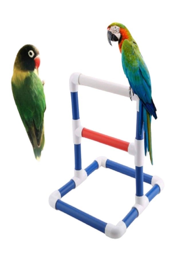 Beufee Bird Perch, Parrot Stand Training Standsmall Bird Parrot Stand Perch Table Top Stand Playground Grind Perch Swing Training Playstand Shower Perches for Cockatoo African Grey Budgies Parakeet (Pvc 2) - Image 1