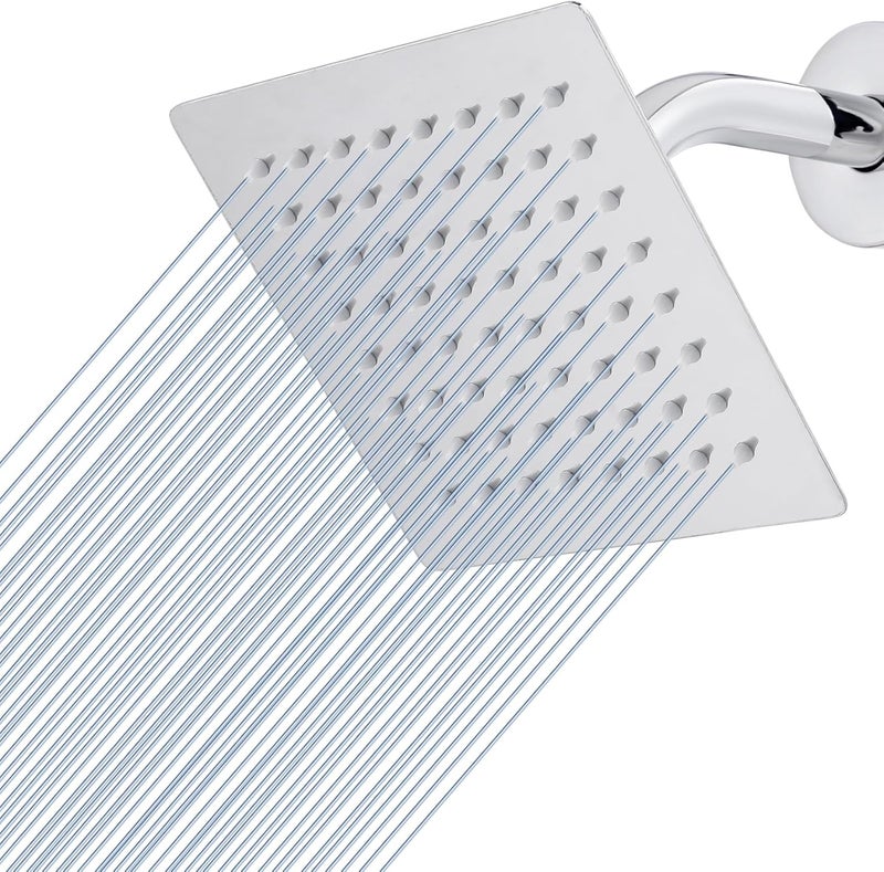 Voolan Rain Shower head, High Pressure Shower Head Made of 304 Stainless Steel, Relaxed Shower Experience Even at Low Water Flow and Pressure (6" Chrome) - Image 1