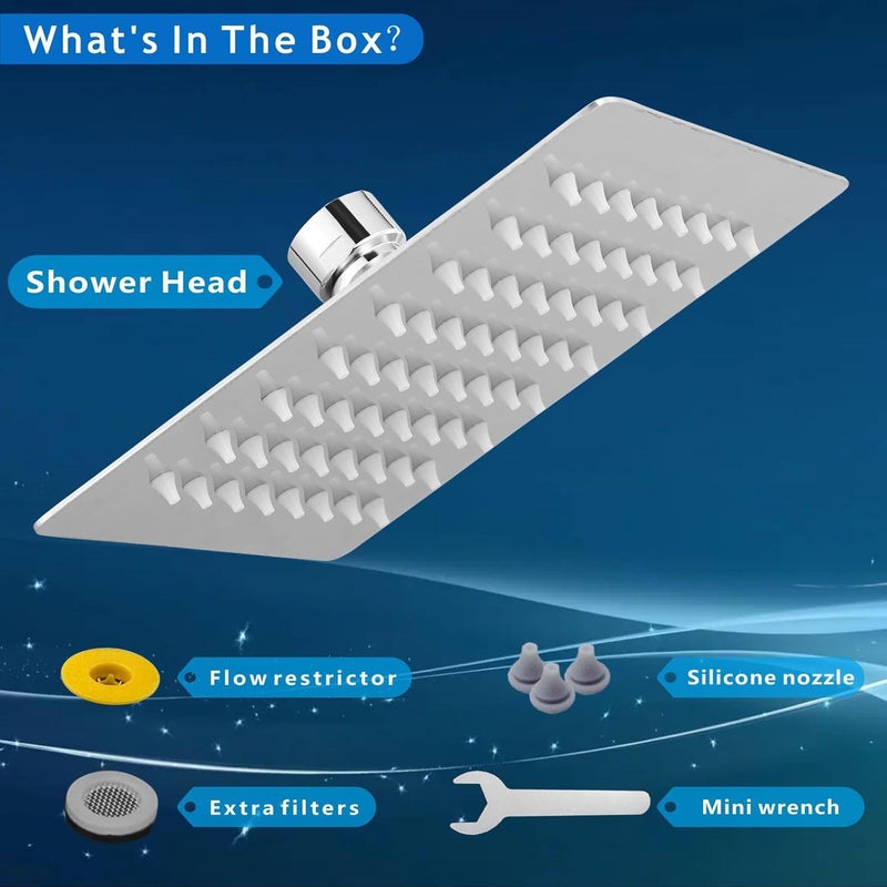 Voolan Rain Shower head, High Pressure Shower Head Made of 304 Stainless Steel, Relaxed Shower Experience Even at Low Water Flow and Pressure (6" Chrome) - Image 5