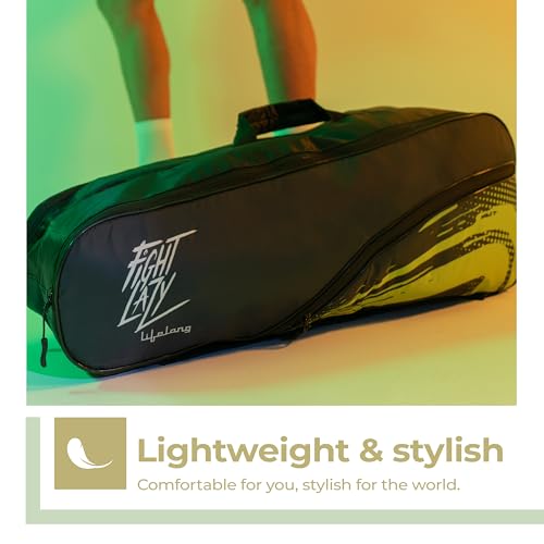 Lifelong Polyester Badminton Kit Bag for Men & Women | Dual Compartment, Personal Care Pouch | Water-Resistant, Soft Pads, Adjustable Strap | for Badminton, Gym & Outdoor Use (Black & Green) - Image 5