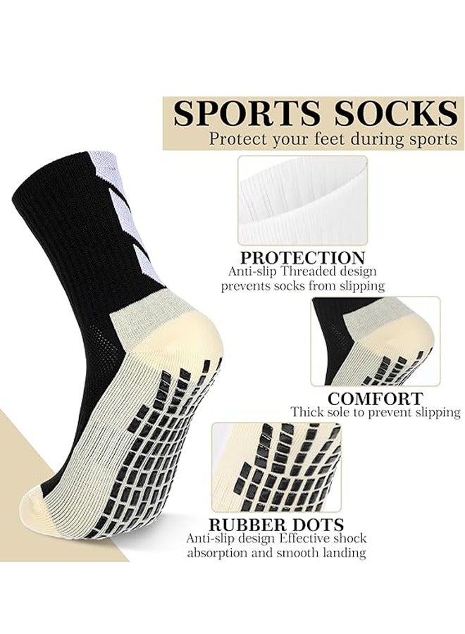 Generic Grip Socks 4-Pair - Non-Slip Football Socks for Men & Youth with Silicone Traction | Soccer Crew Socks for Goalkeepers, Anti-Skid Athletic Socks with Cushioned Arch Support  - Image 2
