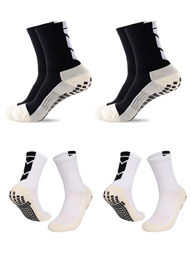 Generic Grip Socks 4-Pair - Non-Slip Football Socks for Men & Youth with Silicone Traction | Soccer Crew Socks for Goalkeepers, Anti-Skid Athletic Socks with Cushioned Arch Support  - Image 1