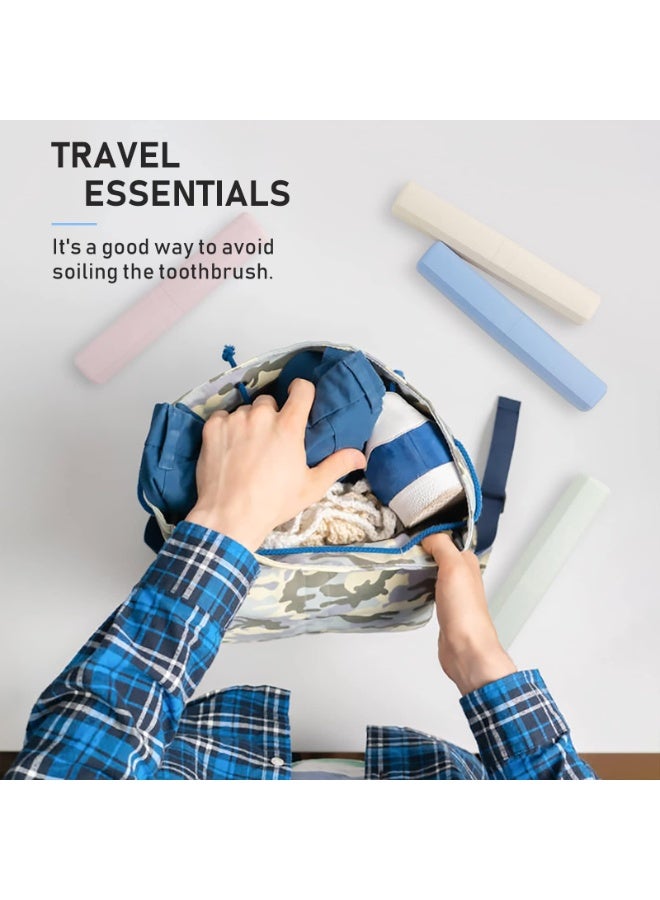 4 Packs Portable Travel Toothbrush Case, Breathable Wheat Straw Plastic Toothbrush Holder for Home & Travel - Image 5