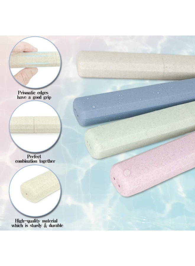 4 Packs Portable Travel Toothbrush Case, Breathable Wheat Straw Plastic Toothbrush Holder for Home & Travel - Image 3