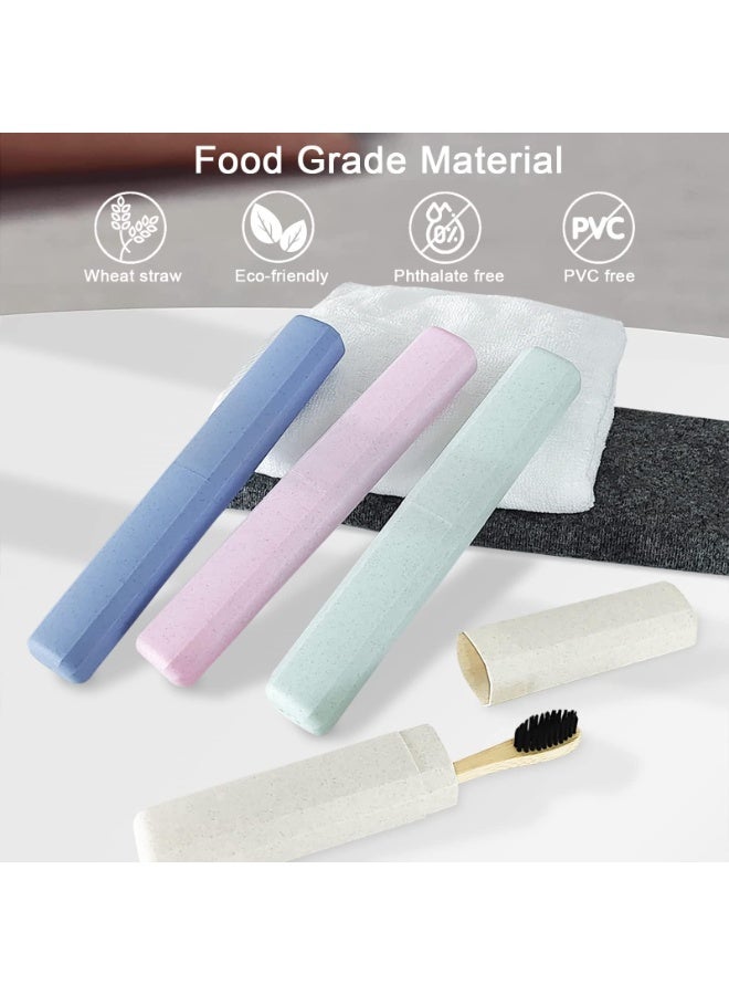 4 Packs Portable Travel Toothbrush Case, Breathable Wheat Straw Plastic Toothbrush Holder for Home & Travel - Image 2