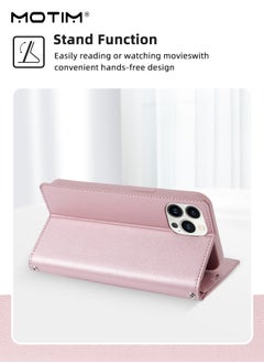 Motim Crossbody iPhone 15 Pro Wallet Phone Case with Shoulder Strap, iPhone 15 Pro Leather Wallet Bag with Card Holder, Shockproof Protection Wallet Handbag, Kickstand Cover Phone Case  - Image 5