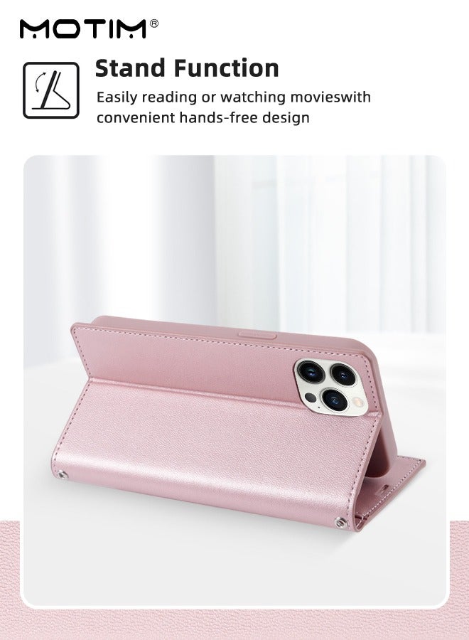 Motim Crossbody iPhone 15 Pro Wallet Phone Case with Shoulder Strap, iPhone 15 Pro Leather Wallet Bag with Card Holder, Shockproof Protection Wallet Handbag, Kickstand Cover Phone Case  - Image 5