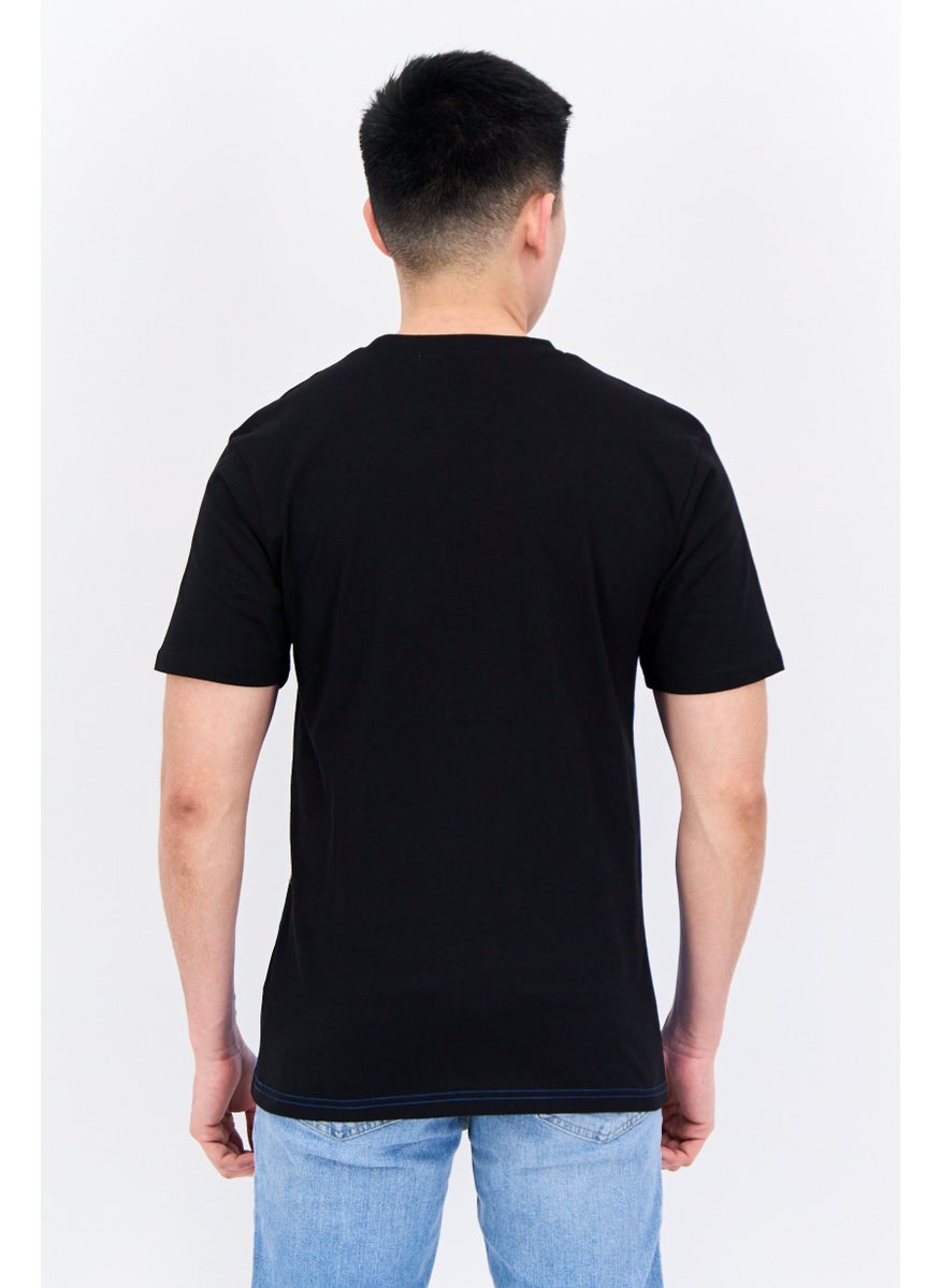 NAUTICA Men Crew Neck Short Sleeves Embroidered Logo T-Shirt, Black Combo  - Image 3
