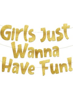 Sterling James Co. Girls Just Wanna Have Fun Neon Gold Glitter Banner Bachelorette Party Girls Birthday Slumber Party Pajama Party Girls Night Out Decorations Supplies Favors And Gifts  - Image 2
