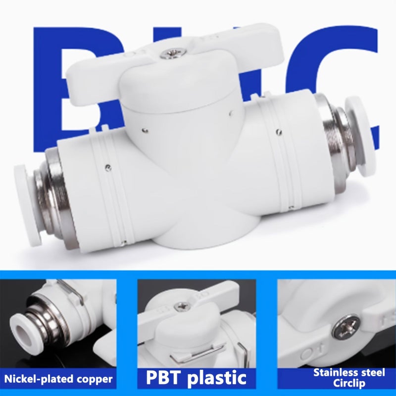 2pcs Pneumatic Ball Valve BUC 6 1 4 Inch OD With Adjustable Switch Push In Quick Connect Fitting Air Flow Control Valve Straight Connector For Industrial Air Conditioners And Many Fields - Image 3