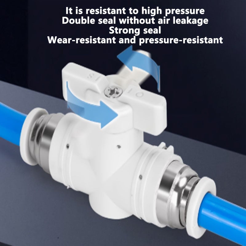 2pcs Pneumatic Ball Valve BUC 6 1 4 Inch OD With Adjustable Switch Push In Quick Connect Fitting Air Flow Control Valve Straight Connector For Industrial Air Conditioners And Many Fields - Image 4