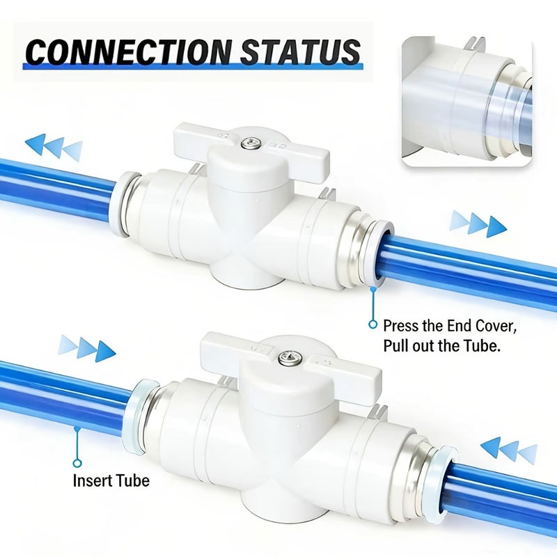 2pcs Pneumatic Ball Valve BUC 6 1 4 Inch OD With Adjustable Switch Push In Quick Connect Fitting Air Flow Control Valve Straight Connector For Industrial Air Conditioners And Many Fields - Image 1