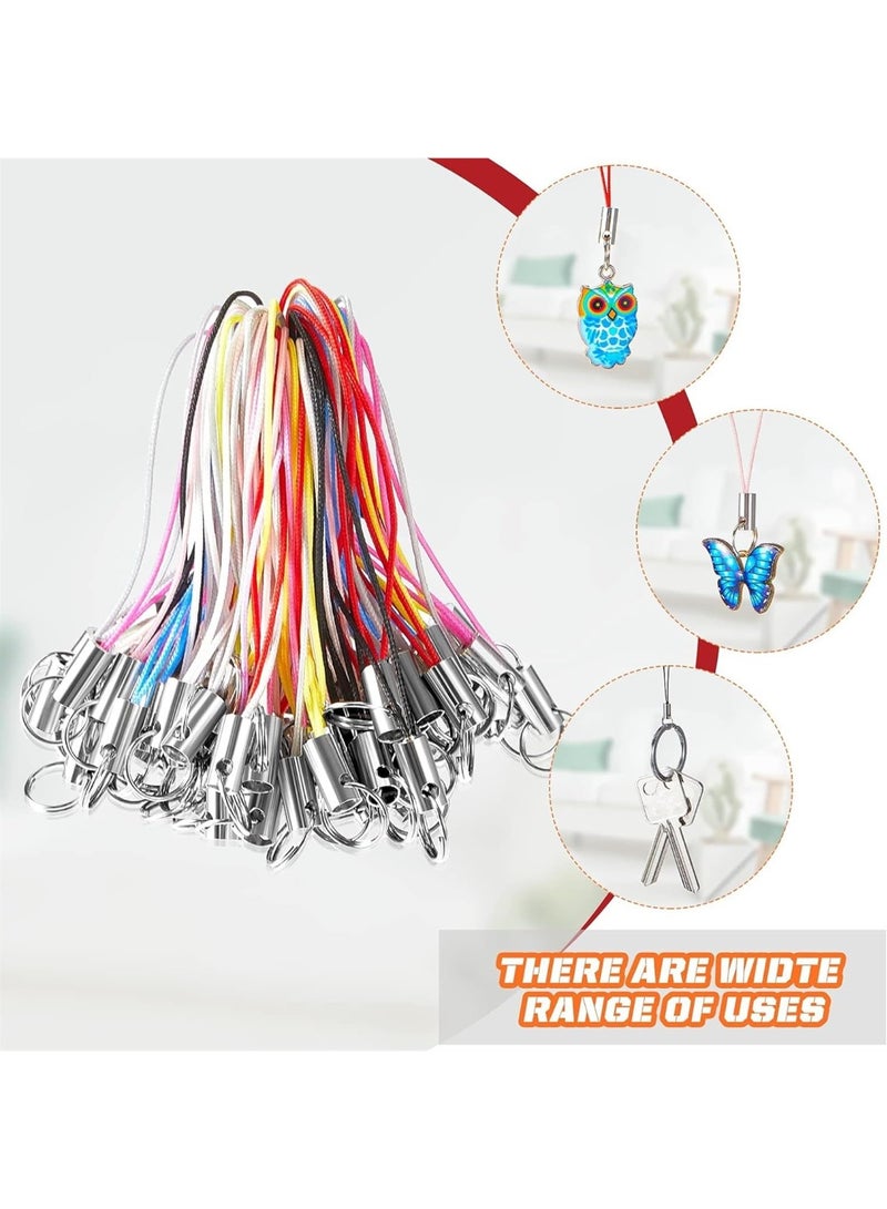 200PCS,Lanyard Phone Ring Strap for Mobile Lariat Lanyard Cell Phone Split Ring Strap Silver Split Ring Cellphone Strap Charm Cords for Cellphone USB Drive Keychain DIY  - Image 2