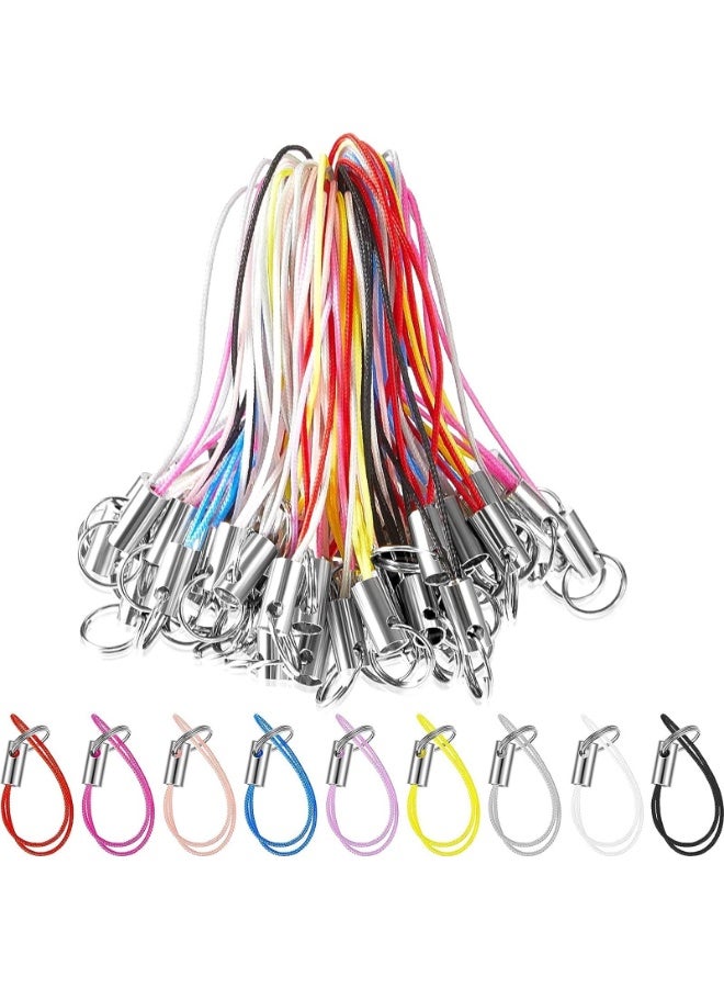 200PCS,Lanyard Phone Ring Strap for Mobile Lariat Lanyard Cell Phone Split Ring Strap Silver Split Ring Cellphone Strap Charm Cords for Cellphone USB Drive Keychain DIY  - Image 1